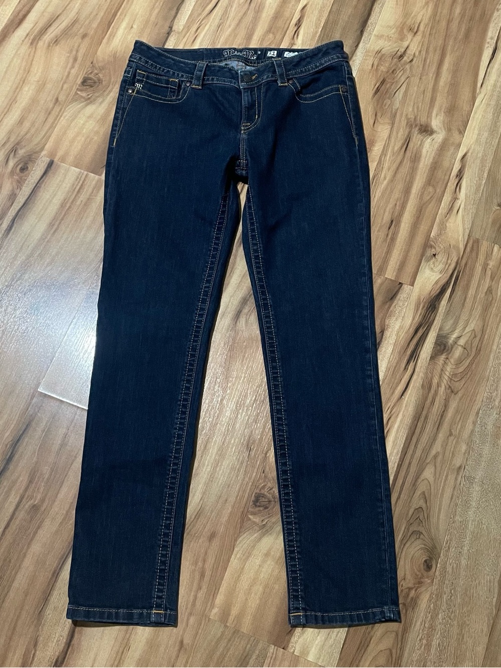 Miss Me Jeans Womens 31 Mid Rise Skinny Dark Wash Blue Stretch Denim